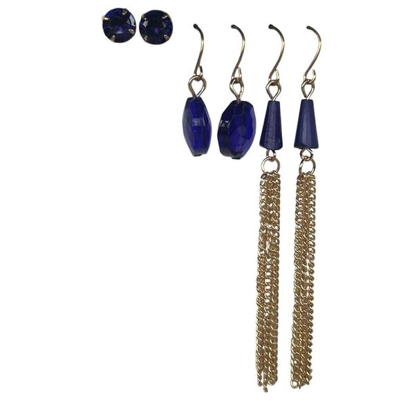 Massini Blue and Gold Earring Set - Picture 2 of 4